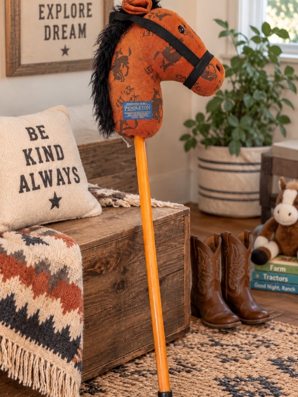 Pendleton GUND Giddy Up Pony Let 'Er Buck Stick Hobby Horse Rare 38"